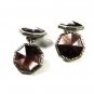 Edwardian Deco Silvertone & Purplish Cufflinks Unbranded 72315b