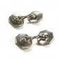 Edwardian Deco Silvertone & Purplish Cufflinks Unbranded 72315b