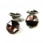Edwardian Deco Silvertone & Purplish Cufflinks Unbranded 72315b