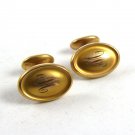 Deco Goldtone Plate Letter / Initial M or W Cufflinks By Krementz 120914