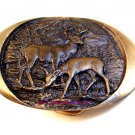 Vintage 1982 Indiana Metal Craft Deer Buck & Doe Belt Buckle