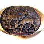 Vintage 1982 Indiana Metal Craft Deer Buck & Doe Belt Buckle