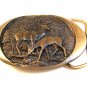 Vintage 1982 Indiana Metal Craft Deer Buck & Doe Belt Buckle