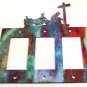 Cowboy Prayer Cross Motorcycle Triple Rocker Outlet Cover Plate by Steel Images