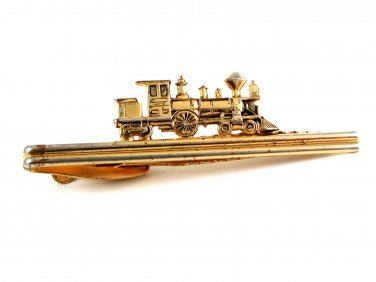 Vintage Goldtone Train Tie Clasp by Hickok USA