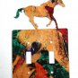 Wild Horse Running Double Light Switch Cover Plate Steel Images USA 6815