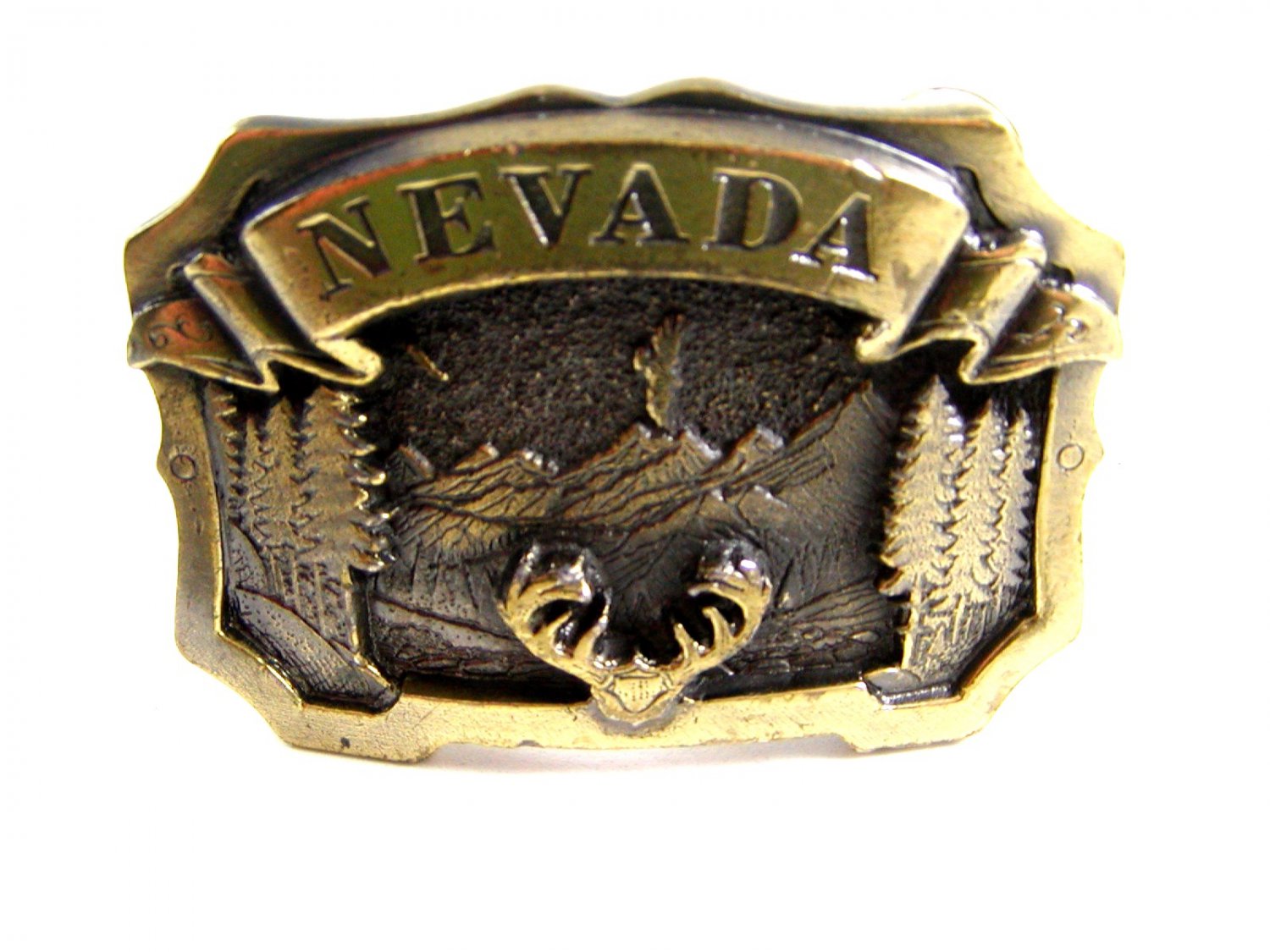 1980 Nevada Goldtone Belt Buckle by Great American Buckle Co. 12162013b