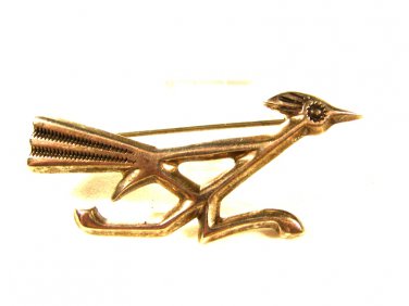 Native American Navajo Sterling Sterling Roadrunner Brooch By Florence Johnson