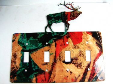 Reindeer Quadruple Light Switch Cover Plate by Steel Images USA 6215ee