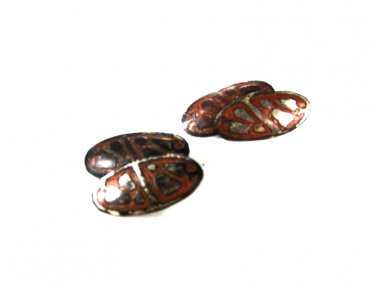 Edwardian Deco Silvertone & Copper Cufflinks Unbranded 71715a