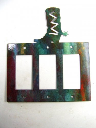 Cowboy Boot Triple Rocker Outlet Cover Plate by Steel Images USA 51515