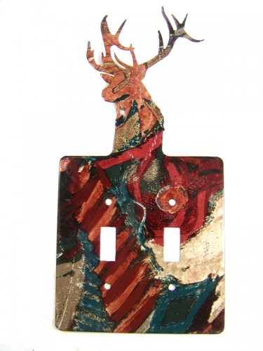 Buck Deer Head Double Switch Outlet Cover Plate by LaZart USA 6915