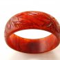 Fabulous Carved Orange Flower Bangle Bracelet 11022013ckd