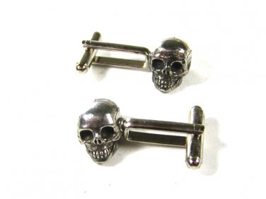 Human Skull Silvertone Cufflinks Unbranded 71015