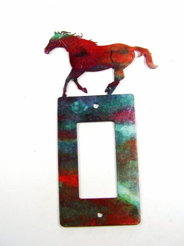 Running Horse Double Rocker Outlet Cover Plate by Steel Images G