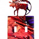 Moose & Mountain Double Light Switch Cover Plate Steel Images USA 6215Z