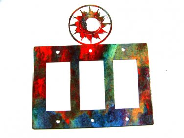 Shining Sun Triple Rocker Outlet Cover Plate by Steel Images USA 52815a