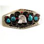 Southwest Handcrafted American Eagle Coral Turquoise Belt Buckle USA