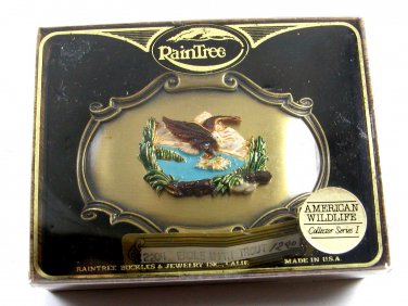 1978 American Eagle Belt Buckle Mint In Box Gold Tag by Raintree 7214