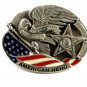 American Hero Silver Star Pewter Belt Buckle Great American Buckle Co 111014