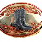 Made in USA Western Slvertone Blue Longhorn Bull Head Belt Buckle #102113n