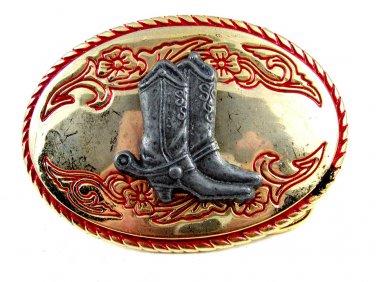 Made in USA Western Slvertone Blue Longhorn Bull Head Belt Buckle #102113n