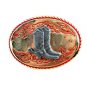 Made in USA Western Slvertone Blue Longhorn Bull Head Belt Buckle #102113n