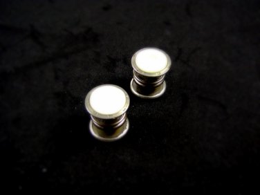 Art Deco Silvertone Mother of Pearl Cufflinks by EVER SNAP 102714