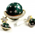 Solar System Stars Saturn Brooch & Earrings by Butler & Wilson 8614