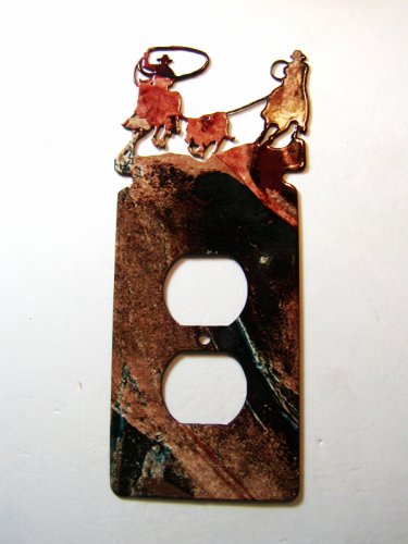Cowboy Rodeo Calf Roping Lizard Double Outlet Cover Plate by LaZart 02161511111L