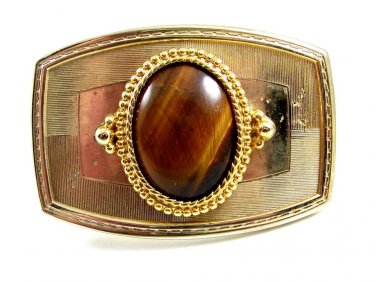 Western Cowboy Goldtone Tiger Eye Belt Buckle 10272013