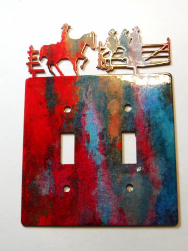 Cowboy Double Light Switch Cover Plate by Steel Images Made in USA 02161511111K