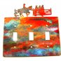 Cowboys Horse Fence Triple Light Cover Plate Steel Images USA 51215