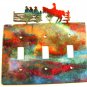 Cowboys Horse Fence Triple Light Cover Plate Steel Images USA 51215