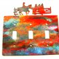 Cowboys Horse Fence Triple Light Cover Plate Steel Images USA 51215
