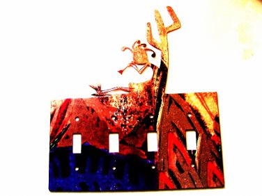 Kokopelli Flute Cactus Quadruple Switch Cover Plate by Steel Images USA 021915G