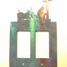 Cowboy Motorcycle Kneeling At Cross Rocker Outlet Cover Plate Steel Images USA