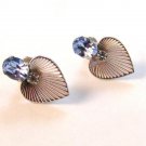 Van Dell Sterling Blue Rhinestone Heart Earrings