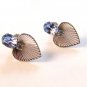 Van Dell Sterling Blue Rhinestone Heart Earrings