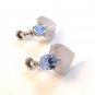 Van Dell Sterling Blue Rhinestone Heart Earrings