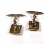 Small Goldtone Silvertone Damascene Cufflinks Unbranded 71615