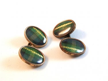 Victorian / Edwardian Scottish Tartan Plaid Cufflinks
