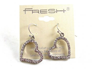 Stainless Steel & Rhinestones Dangley Hearts Pieced Earrings 11052013