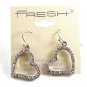 Stainless Steel & Rhinestones Dangley Hearts Pieced Earrings 11052013