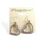 Stainless Steel & Rhinestones Dangley Hearts Pieced Earrings 11052013