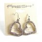 Stainless Steel & Rhinestones Dangley Hearts Pieced Earrings 11052013