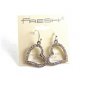 Stainless Steel & Rhinestones Dangley Hearts Pieced Earrings 11052013