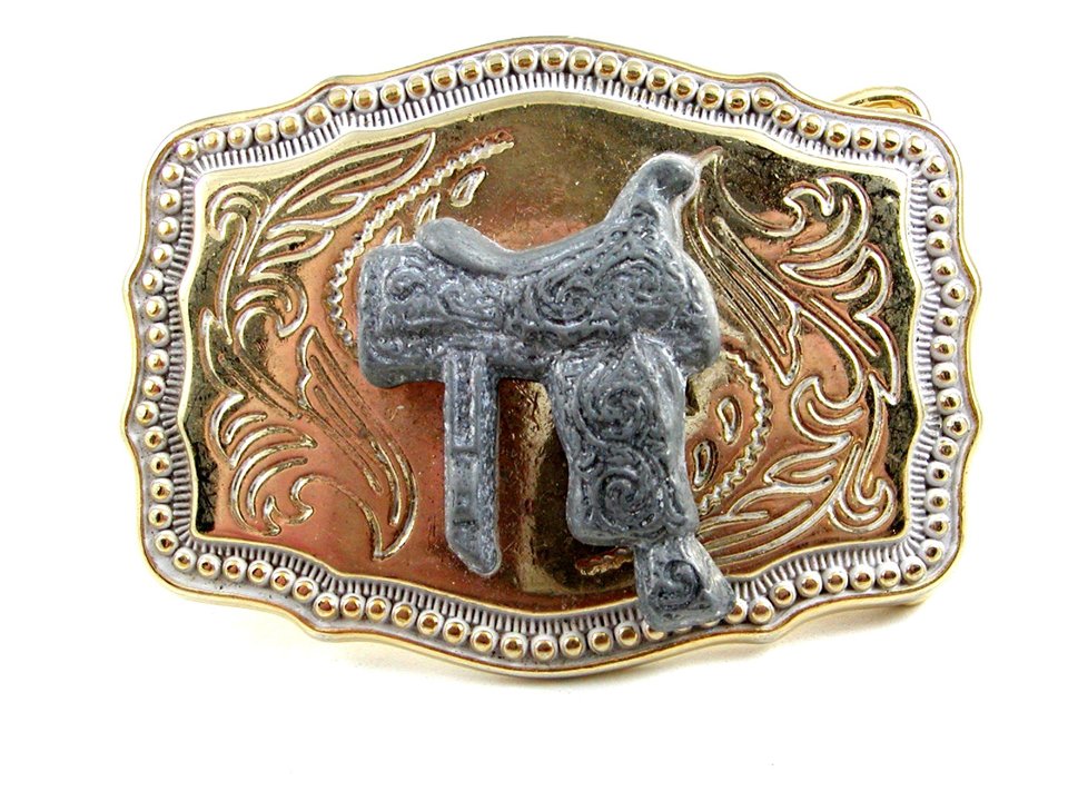 Western Cowboy Rodeo Saddle Made in USA Belt Buckle No. 2443