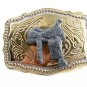 Western Cowboy Rodeo Saddle Made in USA Belt Buckle No. 2443