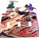 Cowboy Rodeo Calf Roping Triple Light Cover Plate Steel Images USA 3315 KA 3315